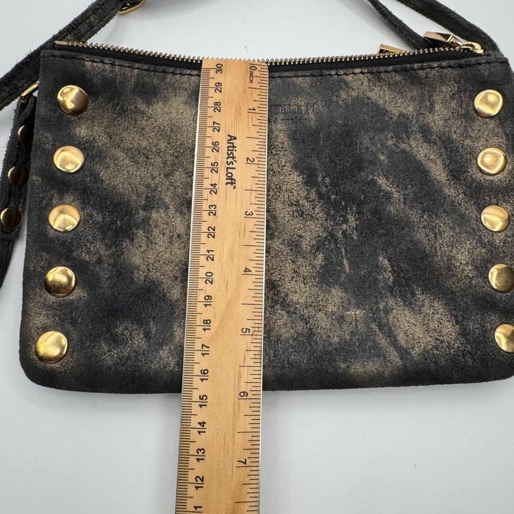 Hammitt Los Angeles VIP Small Crossbody Bag Black Gold Distressed Leather Rivet - Picture 12 of 14